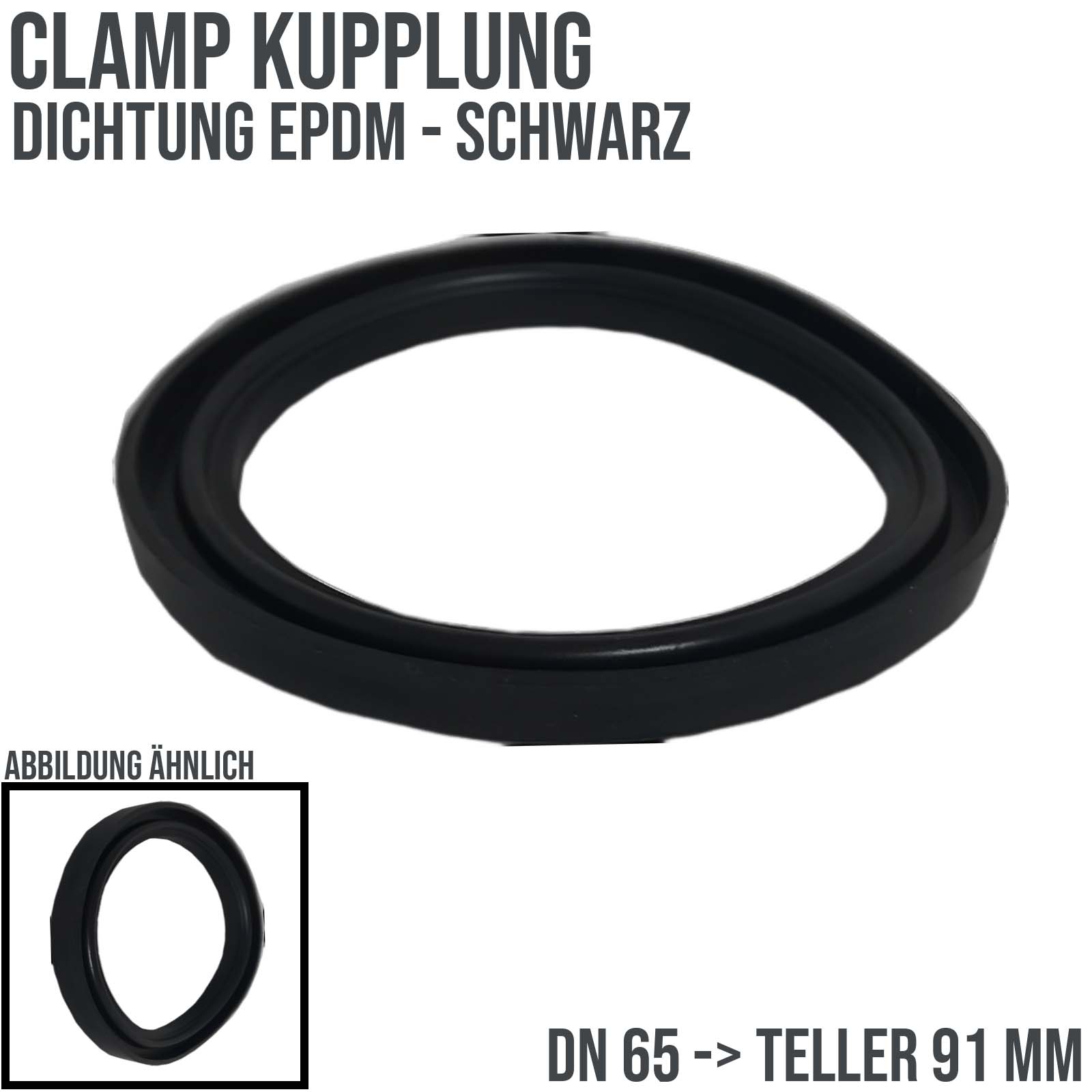 DN 65 CLAMP Kupplung 91 mm Dichtung EPDM FDA - schwarz