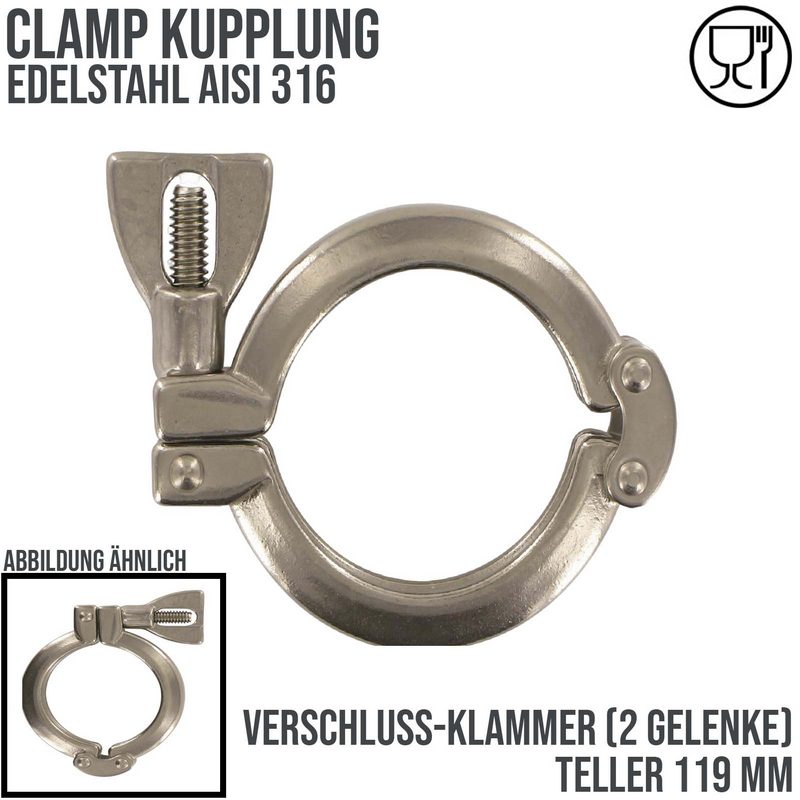 CLAMP Verschluss Klammer (2-Gelenke) Teller 119 mm - PN 25 bar