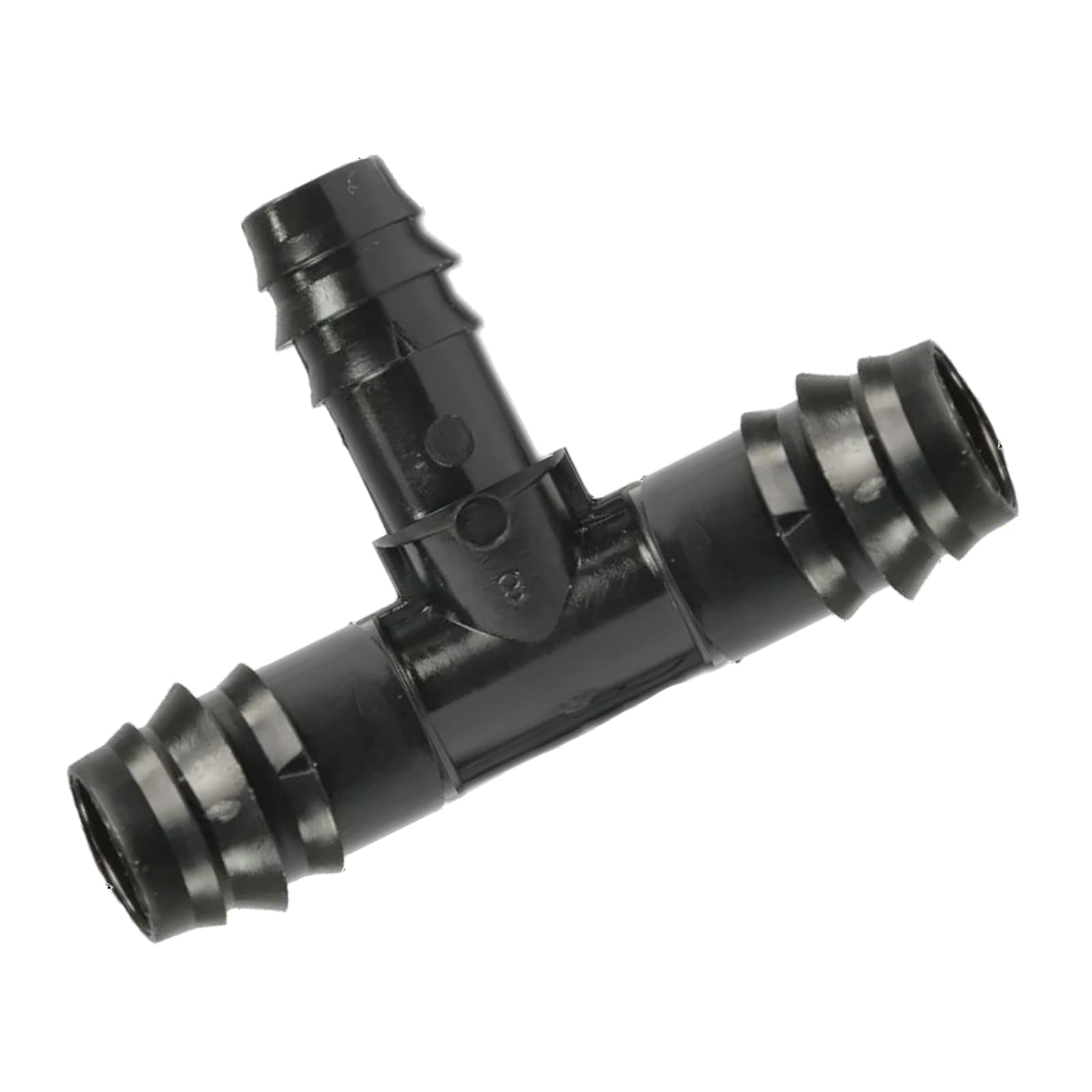25 x 16 mm POM T-Stück 90° Schlauch Verbinder Stutzen Tülle reduziert Kupplung Tropf Fitting schwarz PN 4 bar