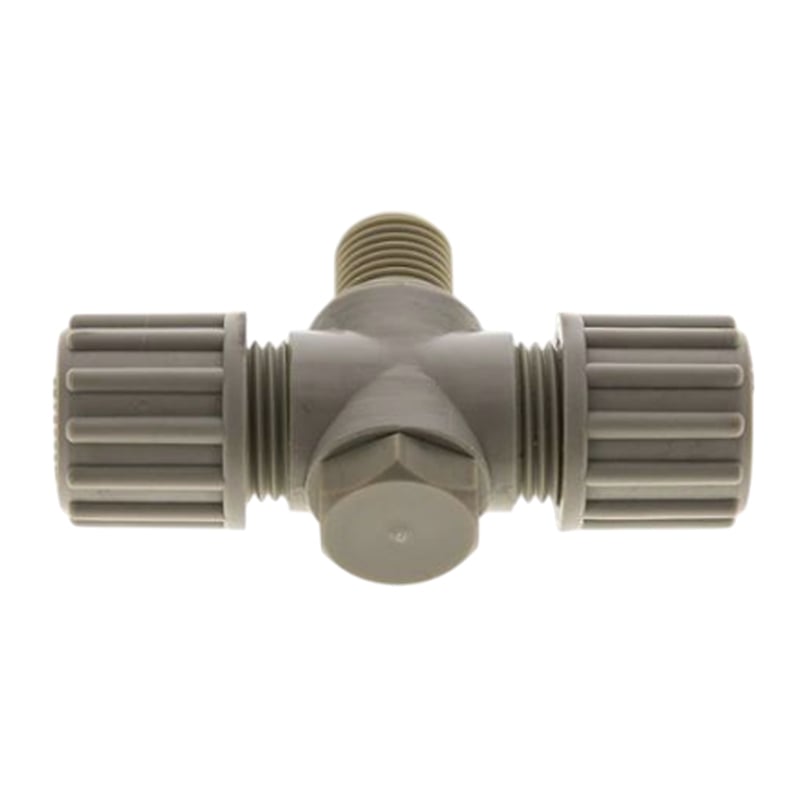 6 x 4 mm x 1/8" T-Stück 90° Kupplung Aussengewinde PA PP Schlauch Verbinder FDA drehbar - PN 10 bar