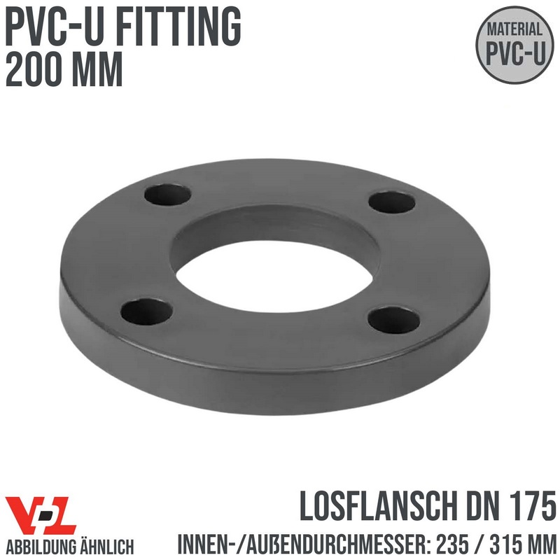 200 mm VDL PVC Klebe Fitting Los Flansch DN 175 - ID 235 mm / AD 315 mm - PN 10 bar