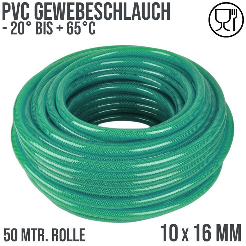 10 x 16 mm Gewebe Druckluft Universal Wasser Luft Kompressor Schlauch grün PN 21 bar - 50 m