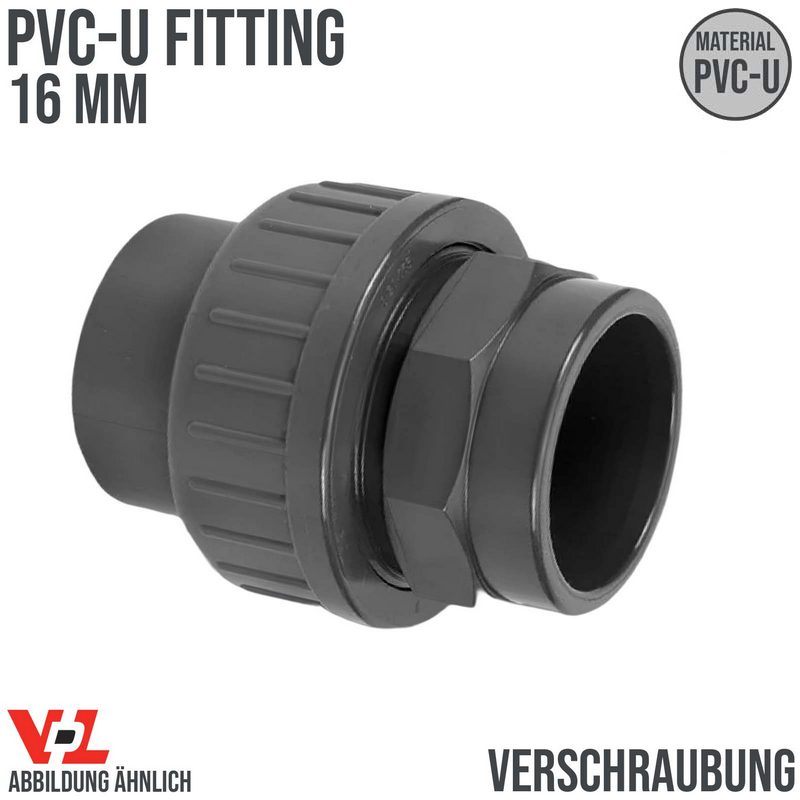 16 mm VDL PVC Klebe Fitting Verschraubung Muffe Verbinder - PN 16 bar