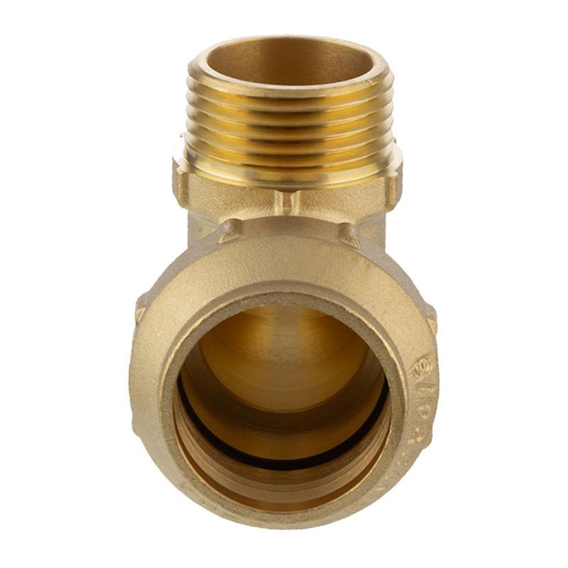 20 mm x 1/2" PE Fitting Klemm Verbinder Messing Verschraubung Muffe Winkel 90° x AG DVGW - PN 16 bar