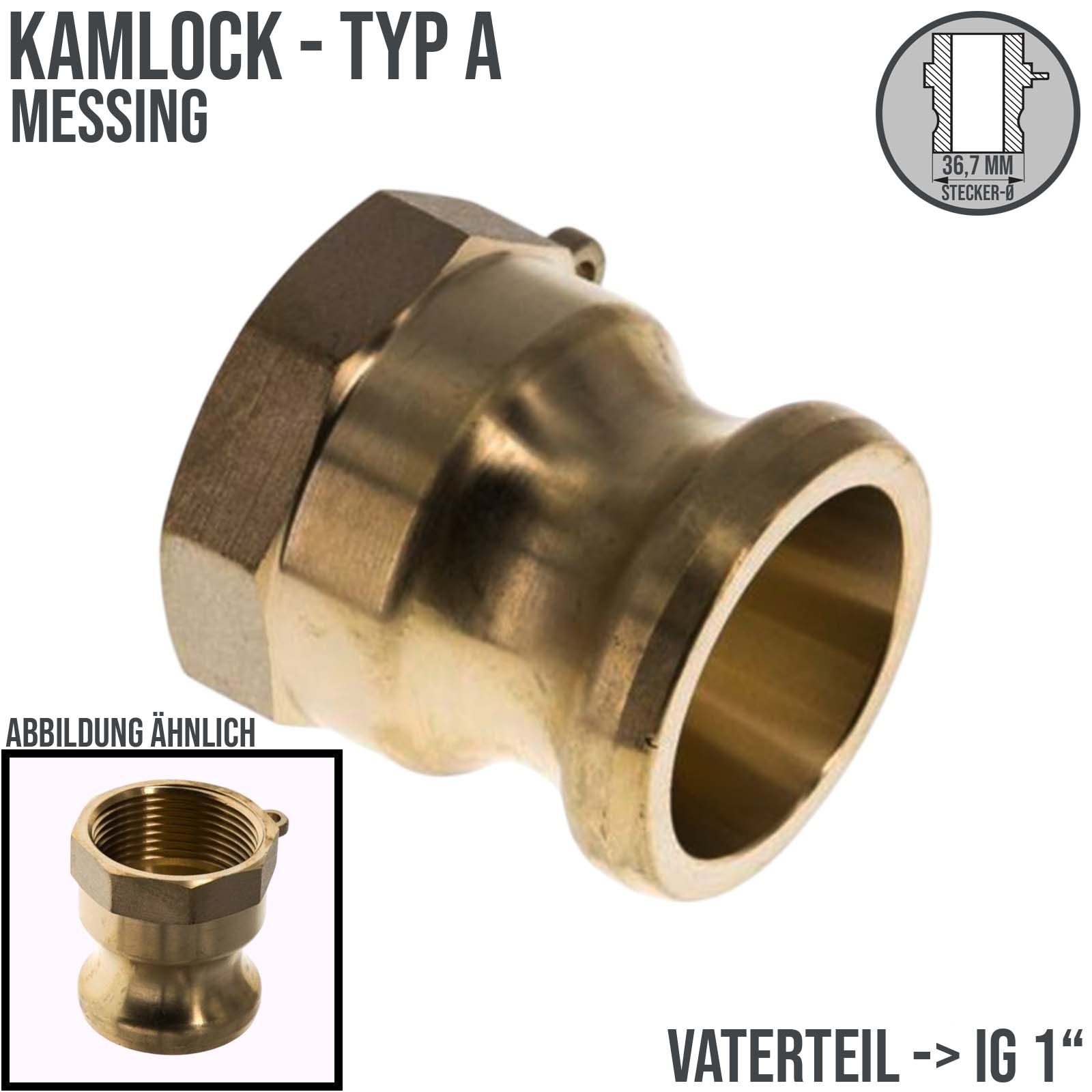Kamlock Typ A - Vaterteil Messing - 36,7 mm Stecker mit Innengewinde (IG) 1" Zoll DN 25 - PN 17 bar