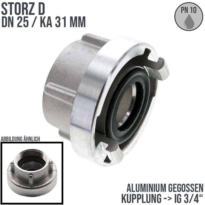 STORZ D DN 25 KA 31 Kupplung Innengewinde IG 3/4" Saug Bau Feuerwehr Schlauch Aluminium - PN 10 bar