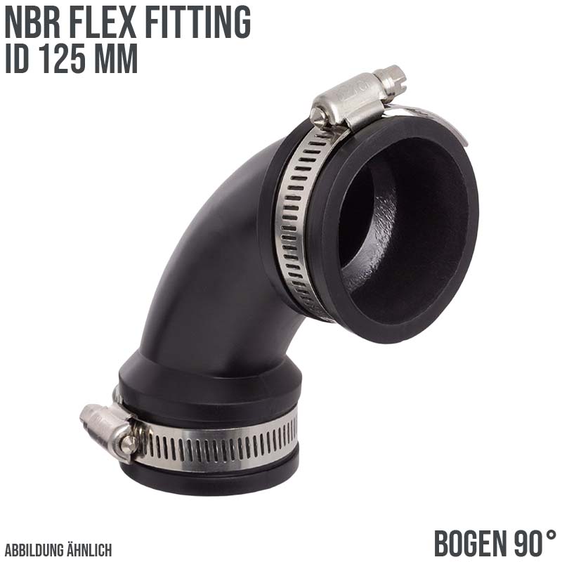 125 mm NBR Flex Fitting Bogen 90° Verbinder Reparatur (Klemmbereich 125 mm)