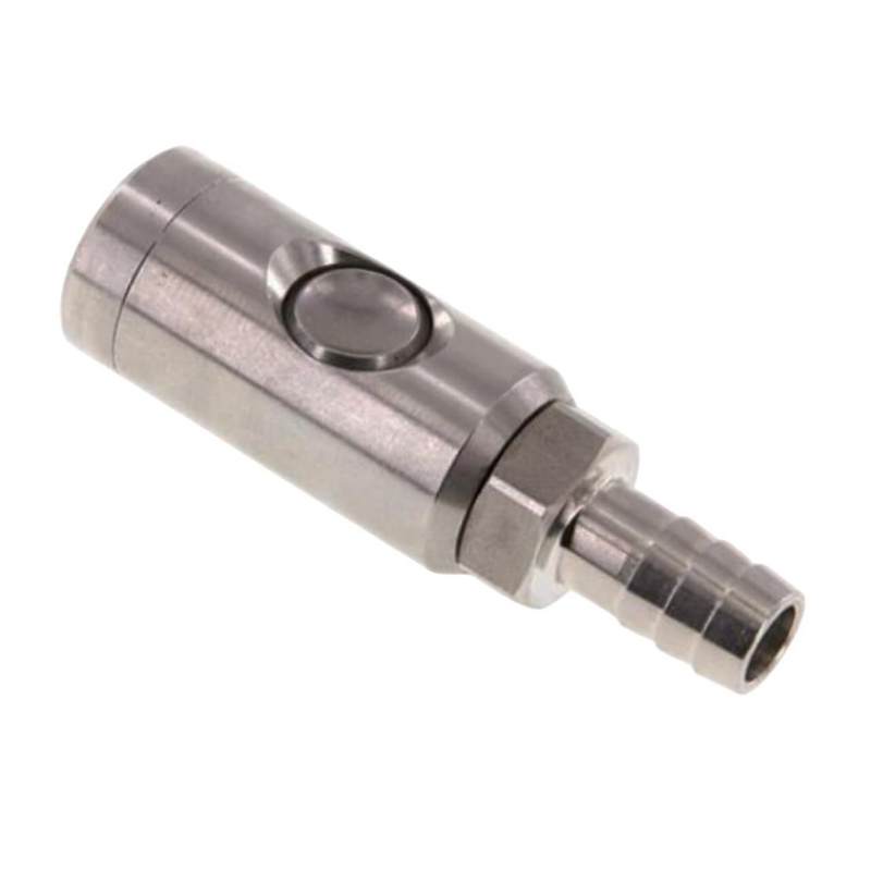6 mm Druckluft Sicherheits Kupplung Edelstahl NW 7.2 Schlauch Tülle - PN 12 bar