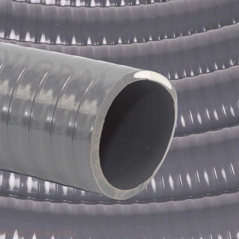 50 x 43 mm PVC Klebe Flex Spiral Schwimmbad Pool Teich Schlauch grau PN 6 bar
