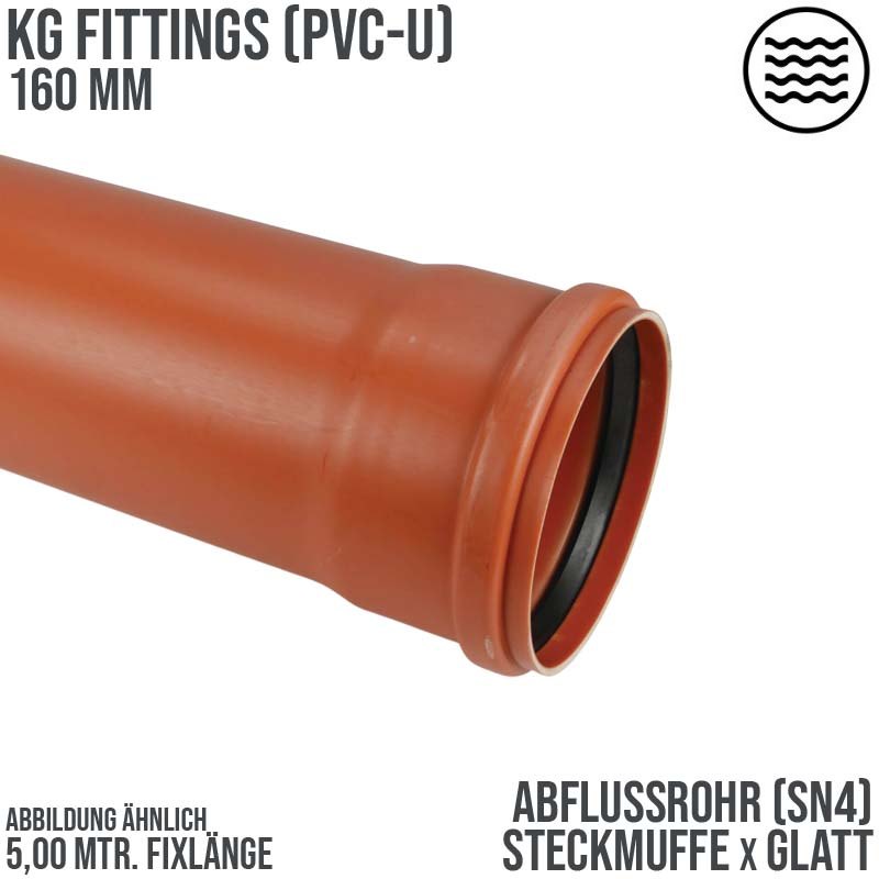160 x 4,0 mm PVC Abfluß Abwasser HT KG Rohr SN4 rostbraun - 5,0 m Fixlänge