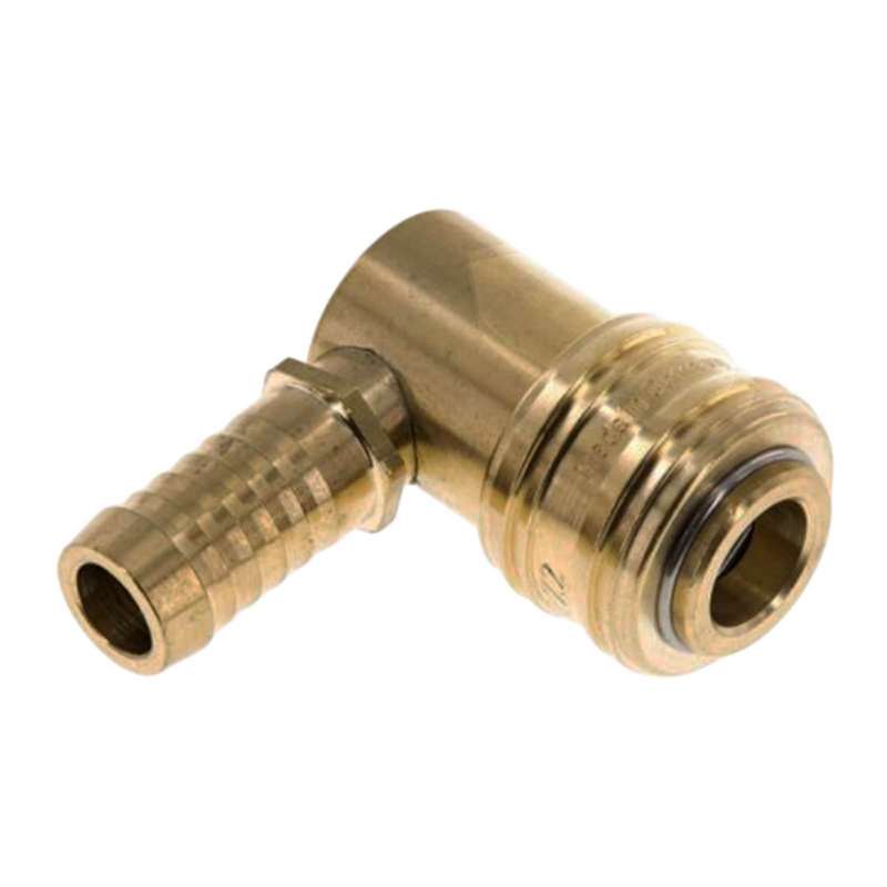 6 mm Druckluft Kupplung Dose Schnell Schlauch Winkel 90° Tülle Messing NW 7,2 LW - PN 35 bar