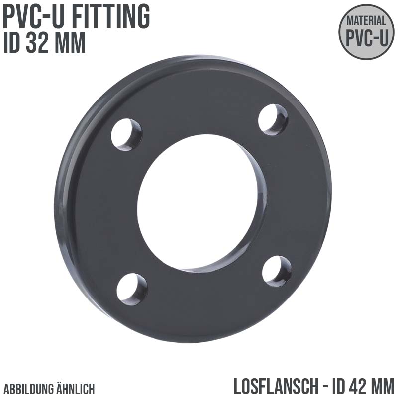 32 mm PVC Klebe Fitting Los Flansch Muffe Verbinder DN 25 - ID 42 mm - PN 16 bar