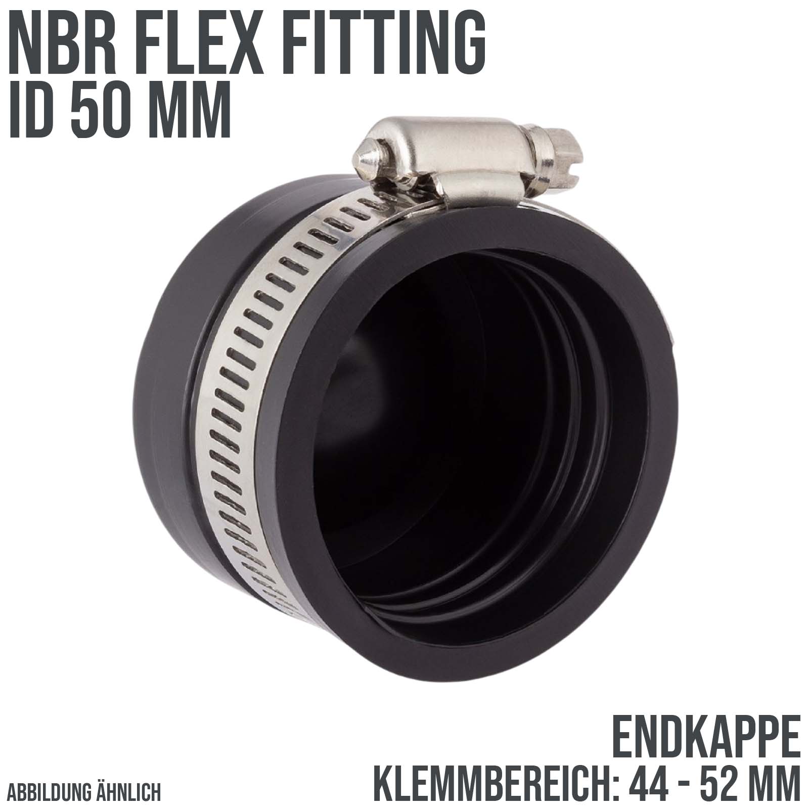 50 mm NBR Flex Fitting Endkappe Verbinder Reparatur (Klemmbereich 44 - 50 mm)