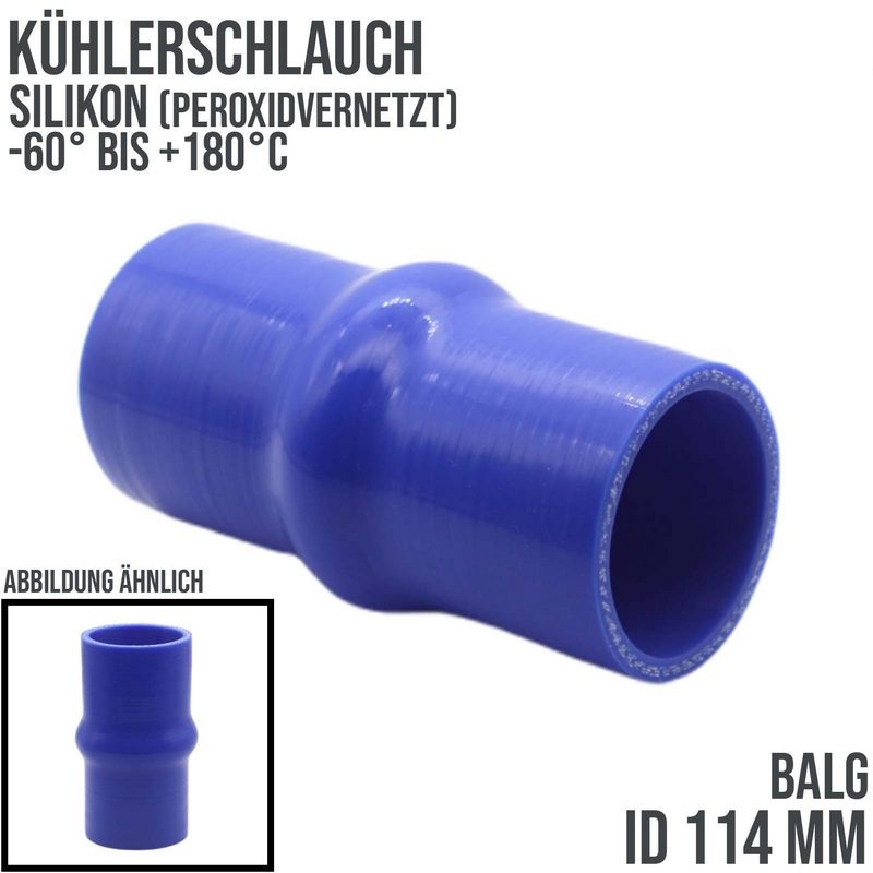 114 mm ID Kühlerschlauch Balg Wulst Verbinder Silikon LLK Ladeluft Kühlmittel Schlauch blau PN 1 bar - 200 mm