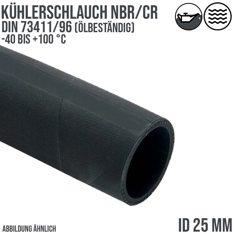 25 x 34 mm Kühler Heißwasser Universal Schlauch NBR/CR ölbeständig (ähnl. DIN73411/96) schwarz - PN 5 bar