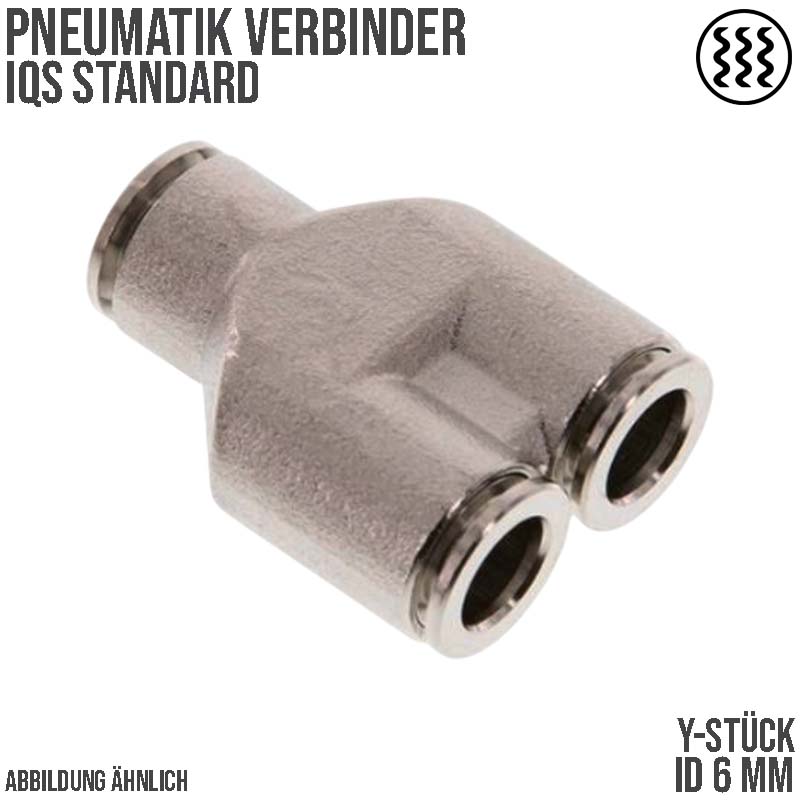6 mm Pneumatik Schnell Steck Verbinder IQS Y-Stück MSV Messing PA PU Schlauch - PN 16 bar