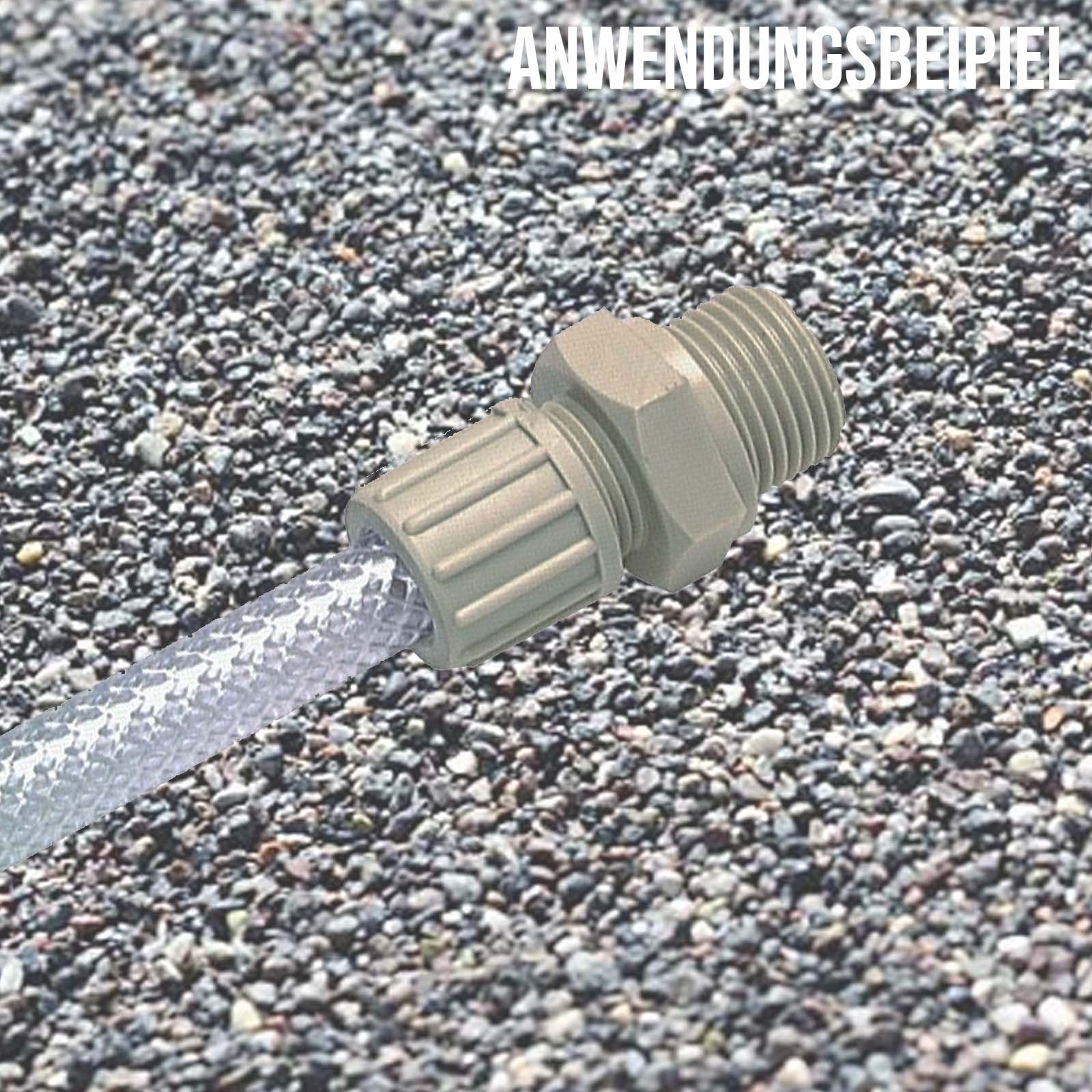 10 x 4 mm x 1/8" Kupplung Außengewinde TX Fitting Gewebe Schlauch Verbinder FDA PP beige - PN 10 bar