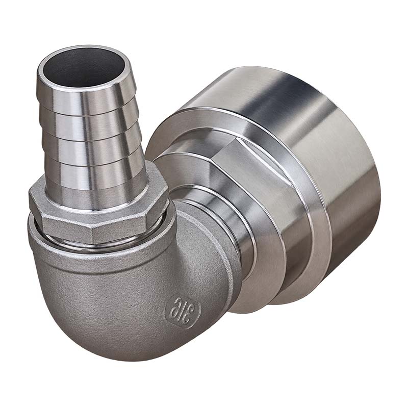 19 mm 3/4 " S60 x 6 IBC Container Edelstahl (AISI 316) 90° Winkel Anschluss Set Schlauch Tülle Stutzen - PN 16 bar