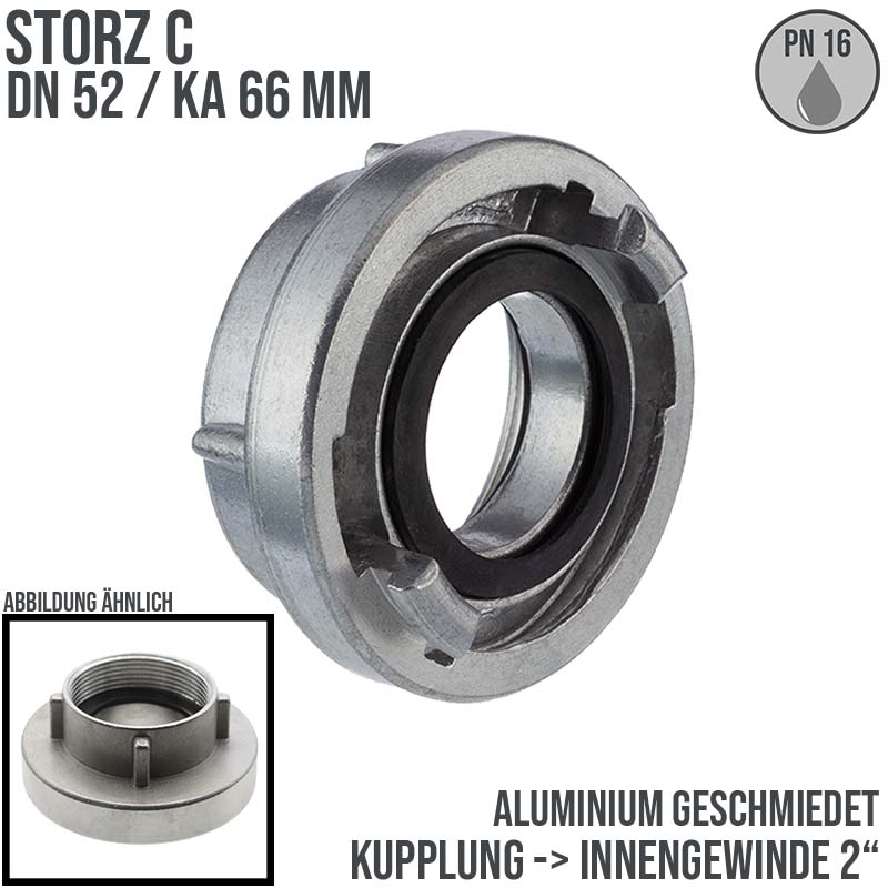 STORZ C DN 52 KA 66 Kupplung Innengewinde IG 2" Saug Bau Feuerwehr Schlauch Aluminium - PN 16 bar
