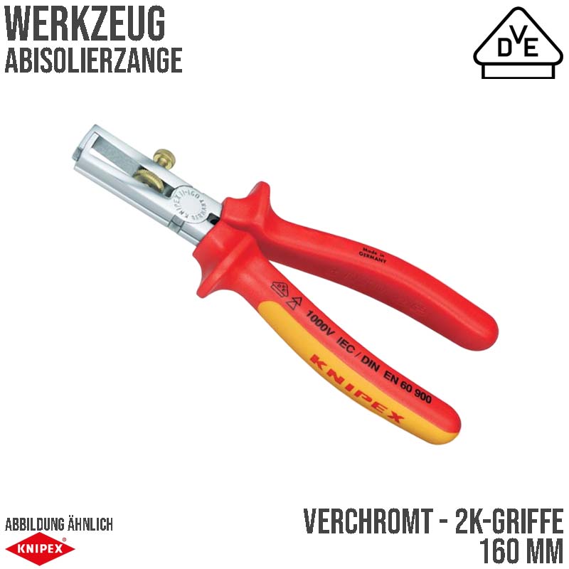 160 mm Abisolier Zange verchromt 2K Griffe Knipex