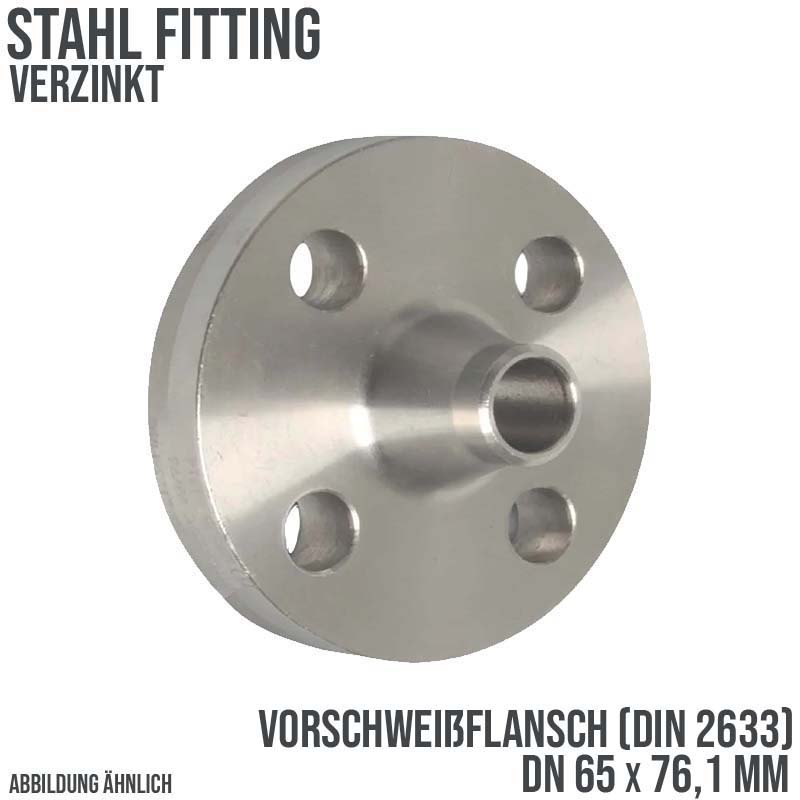 DN 65 x 76,1 mm Vorschweiß Flansch Stumpfschweißung Stahl verzinkt DIN 2633 - PN 16 bar