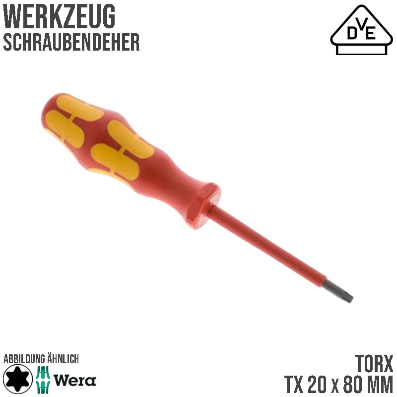 TX 20 x 80 mm TORX VDE Schrauben Dreher Zieher - Wera Kraftform Plus 300