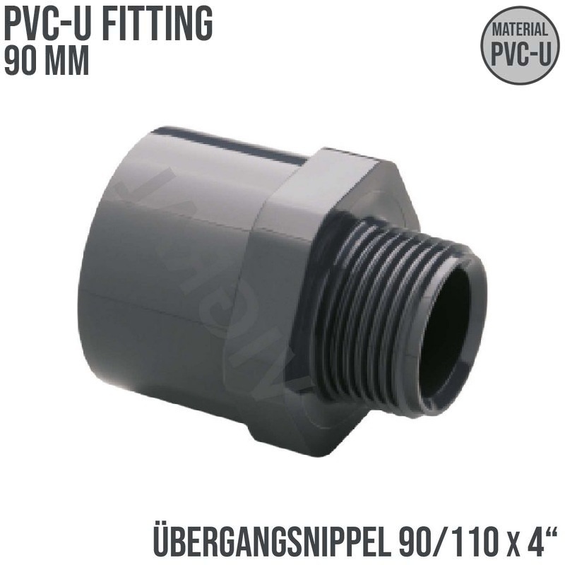 90 mm PVC Klebe Fitting Übergangsnippel Sechs-/Achtkant 90/110 mm x 4" Muffe Verbinder - PN 10 bar