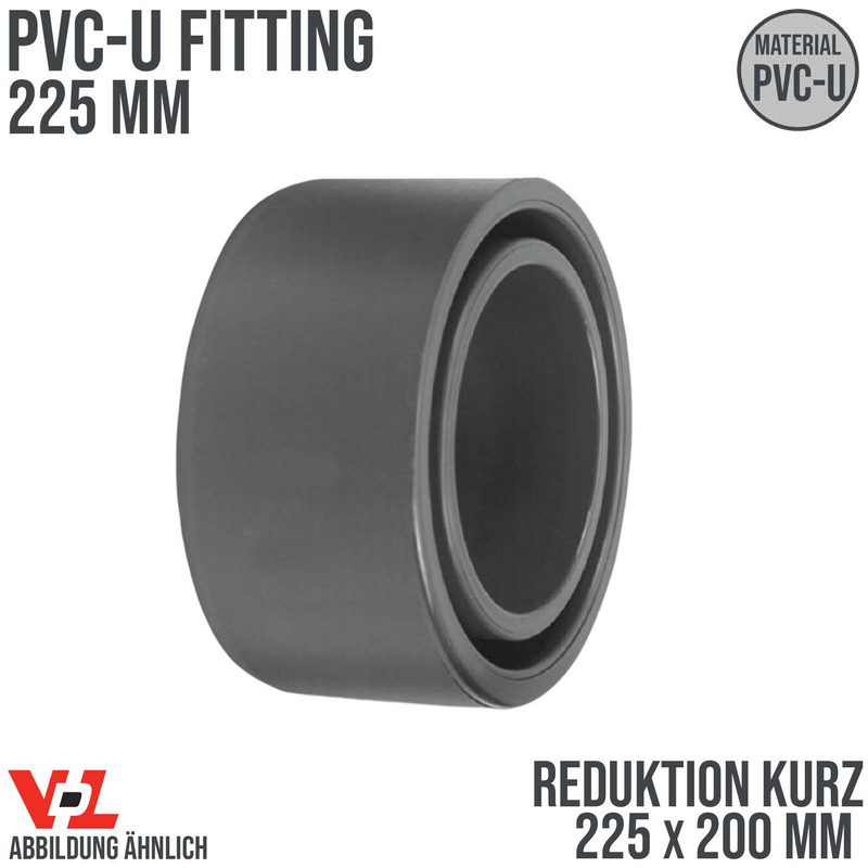 225 x 200 mm VDL PVC Klebe Fitting Reduktion kurz Muffe Verbinder - PN 10 bar