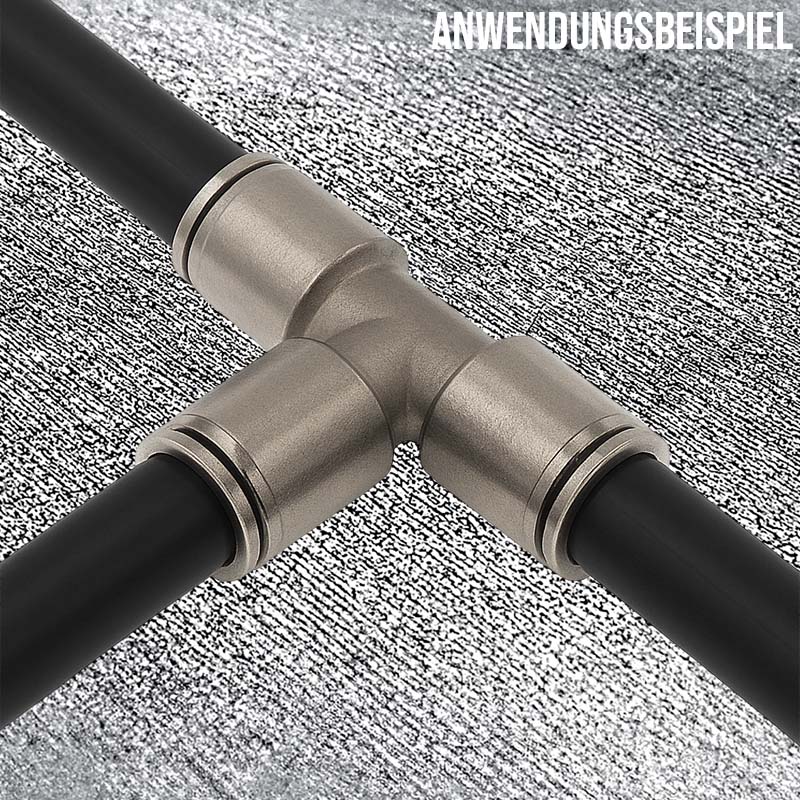 4 mm Pneumatik Schnell Steck Verbinder IQS T-Stück 90° MSV Messing PA PU Schlauch - PN 16 bar