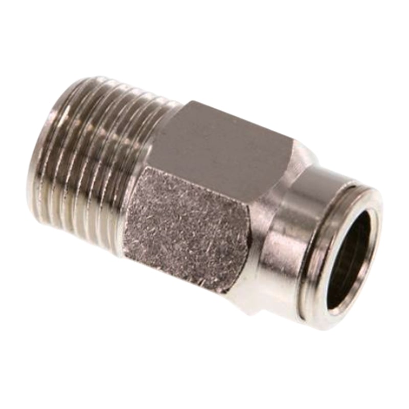 14 mm x 1/2" Pneumatik Schnell Steck Verbinder IQS MSV Messing Außengewinde konisch - PN 16 bar