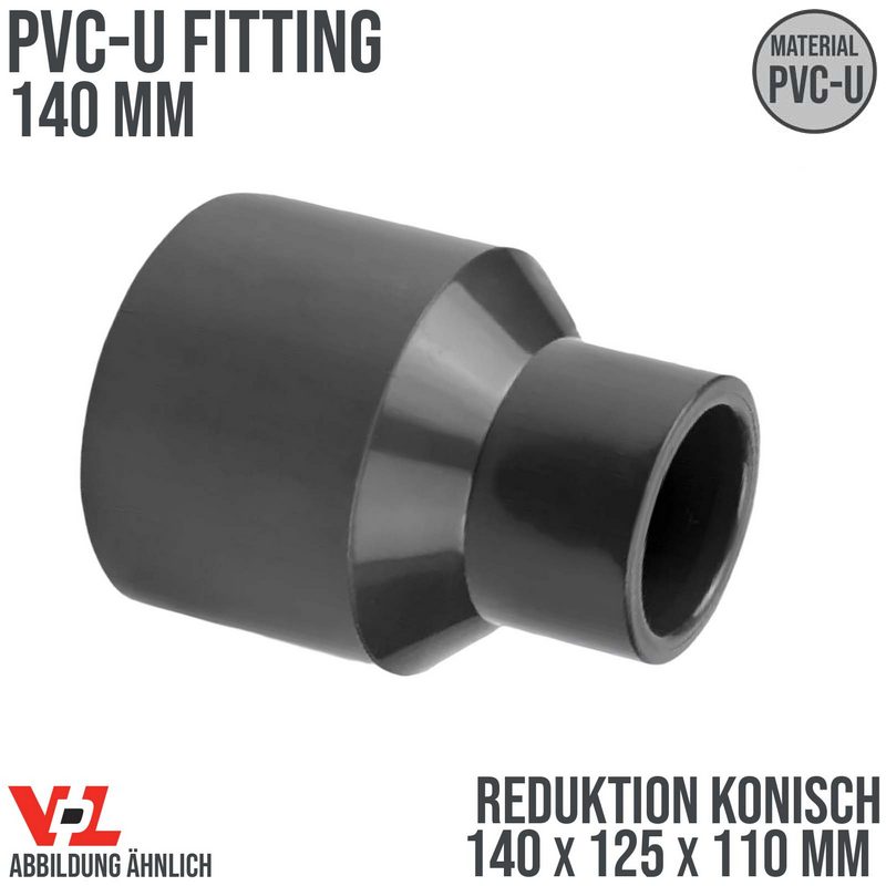 140 x 125 x 110 mm VDL PVC Klebe Fitting Reduktion konisch Muffe Verbinder - PN 16 bar