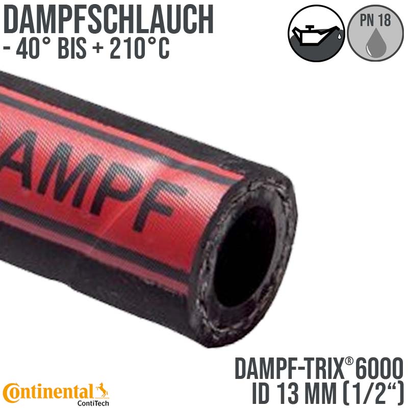 13 x 25 mm Dampf Heiss Wasser Schlauch EPDM ölbeständig DAMPF-TRIX 6000 OIL - PN 18 bar