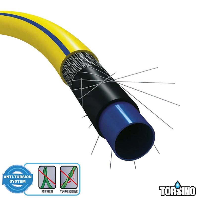 30 mm 5-lagiger Garten Wasser Bewässerung Schlauch gelb Torsiono Plus PN 6 bar - 25m