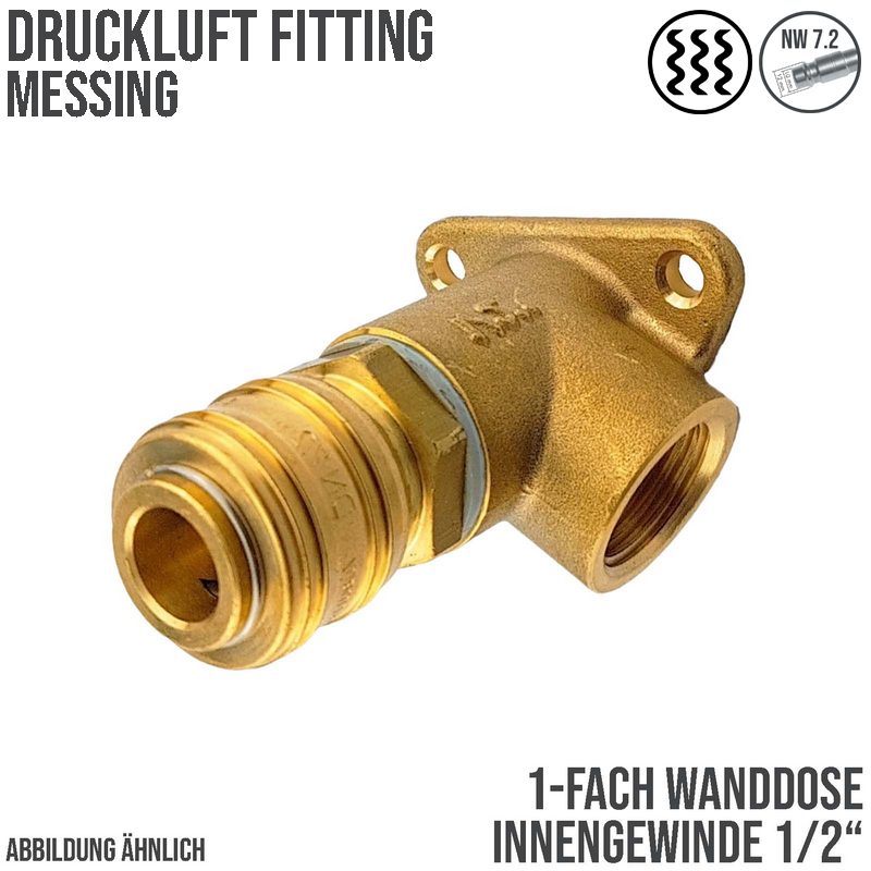 1/2" Wand Verteiler Dose Innengewinde IG auf 1-fach Kupplungdose NW 7,2 Messing
