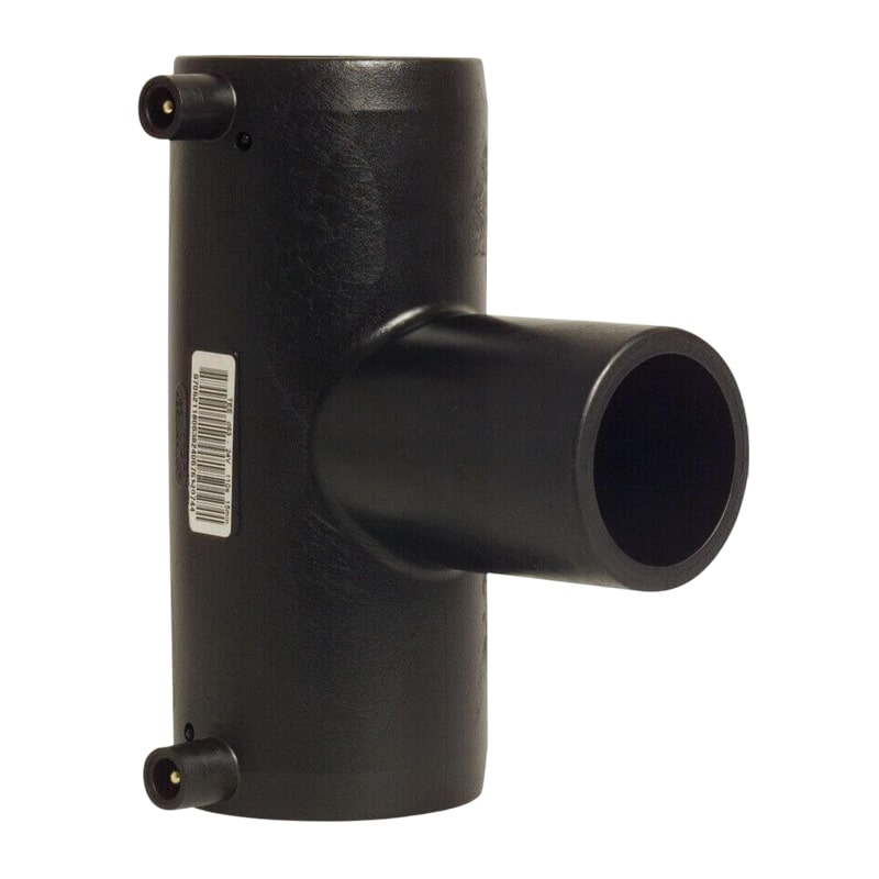 110 mm PE 100 Elektro Schweiß Fitting T-Stück 90° 2-fach Muffe x Stutzen SDR 11 DVGW 24 VAC schwarz