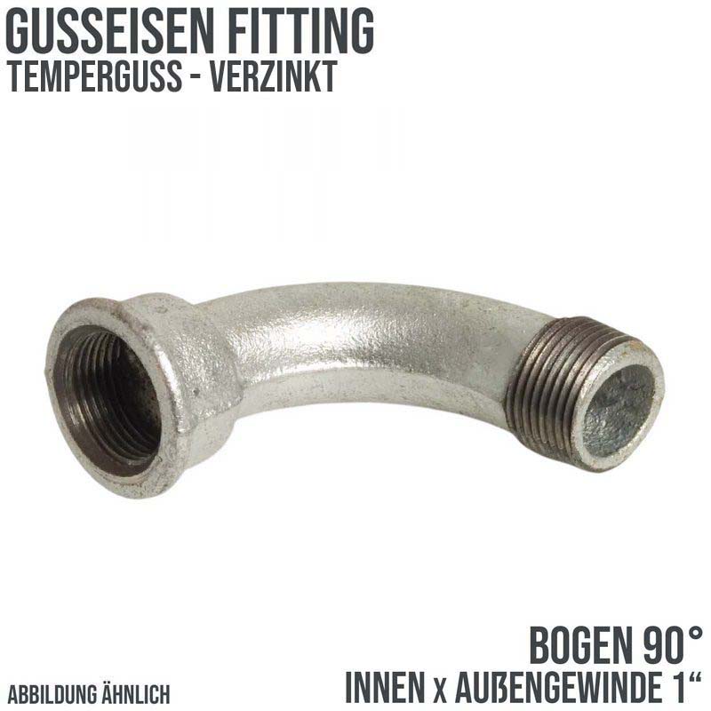 1" Gusseisen Temperguss Fitting Nr. 1 Bogen 90° Innen x Außengewinde IG x AGDVGW PN 25 bar