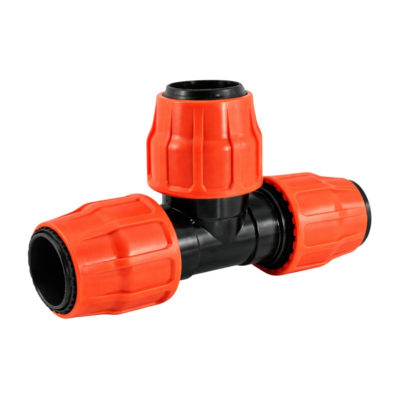 51 mm PE PP Fitting Layflat Klemm Verbinder T-Stück 90° Kupplung Flach Schlauch - PN 10 bar