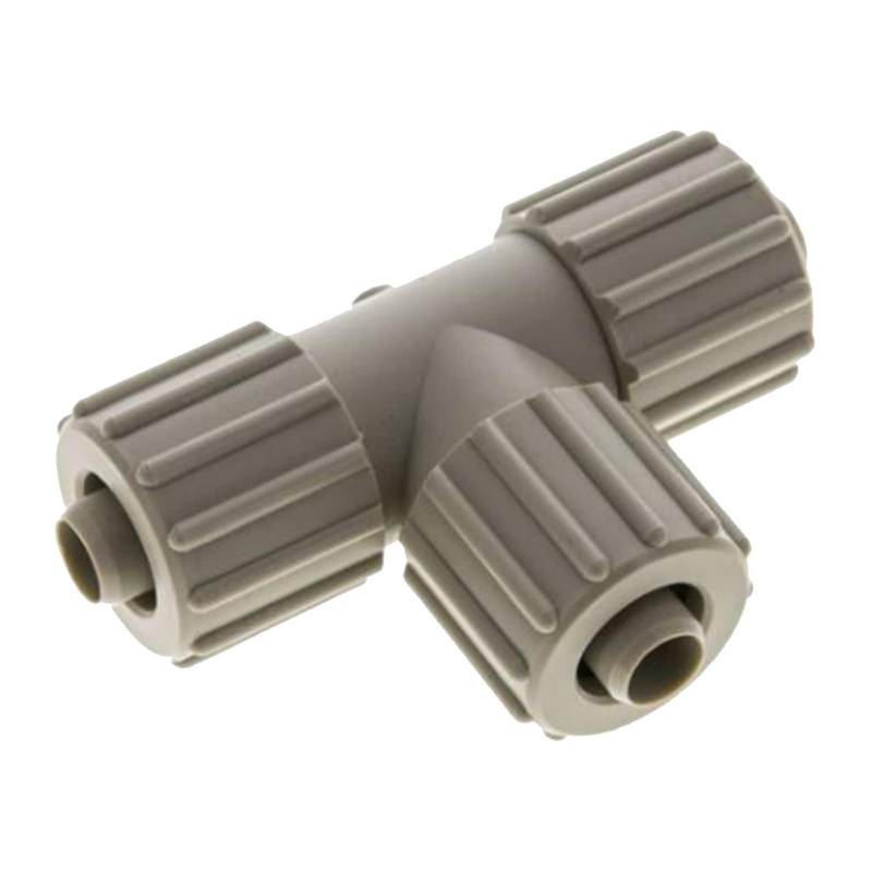 10 x 4 mm T-Stück 90° TX Fitting Gewebe Schlauch Verbinder FDA PP beige - PN 10 bar