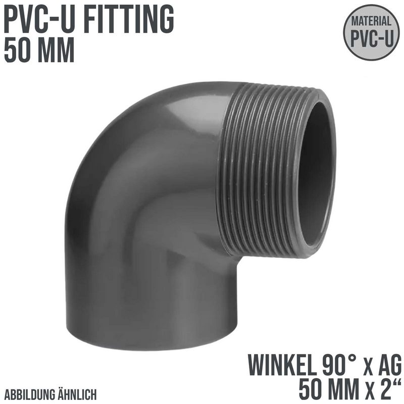 50 mm VDL PVC Klebe Fitting Winkel 90° Außengewinde AG 50 mm x 2" - PN 10 bar