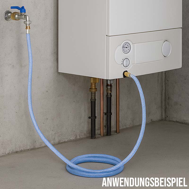 30 m Heizungs Füll Wasser Heizkörper Radiator Sanitär Schlauch transparent - 3/4" Gerade/Winkel Anschluss - PN 8 bar