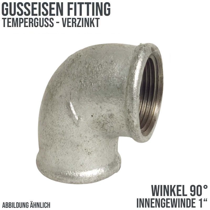 1" Gusseisen Temperguss Fitting Nr. 90 Winkel 90° Innengewinde IG DVGW PN 25 bar