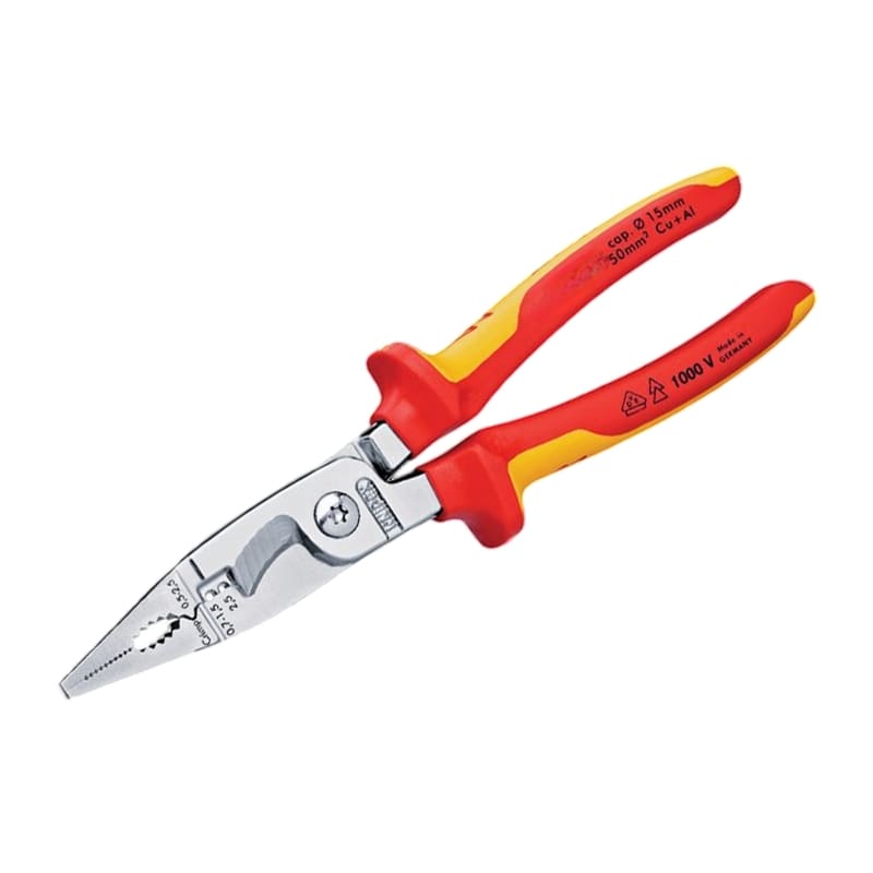 200 mm Multi Installations Zange VDE verchromt 2K Griffe Knipex