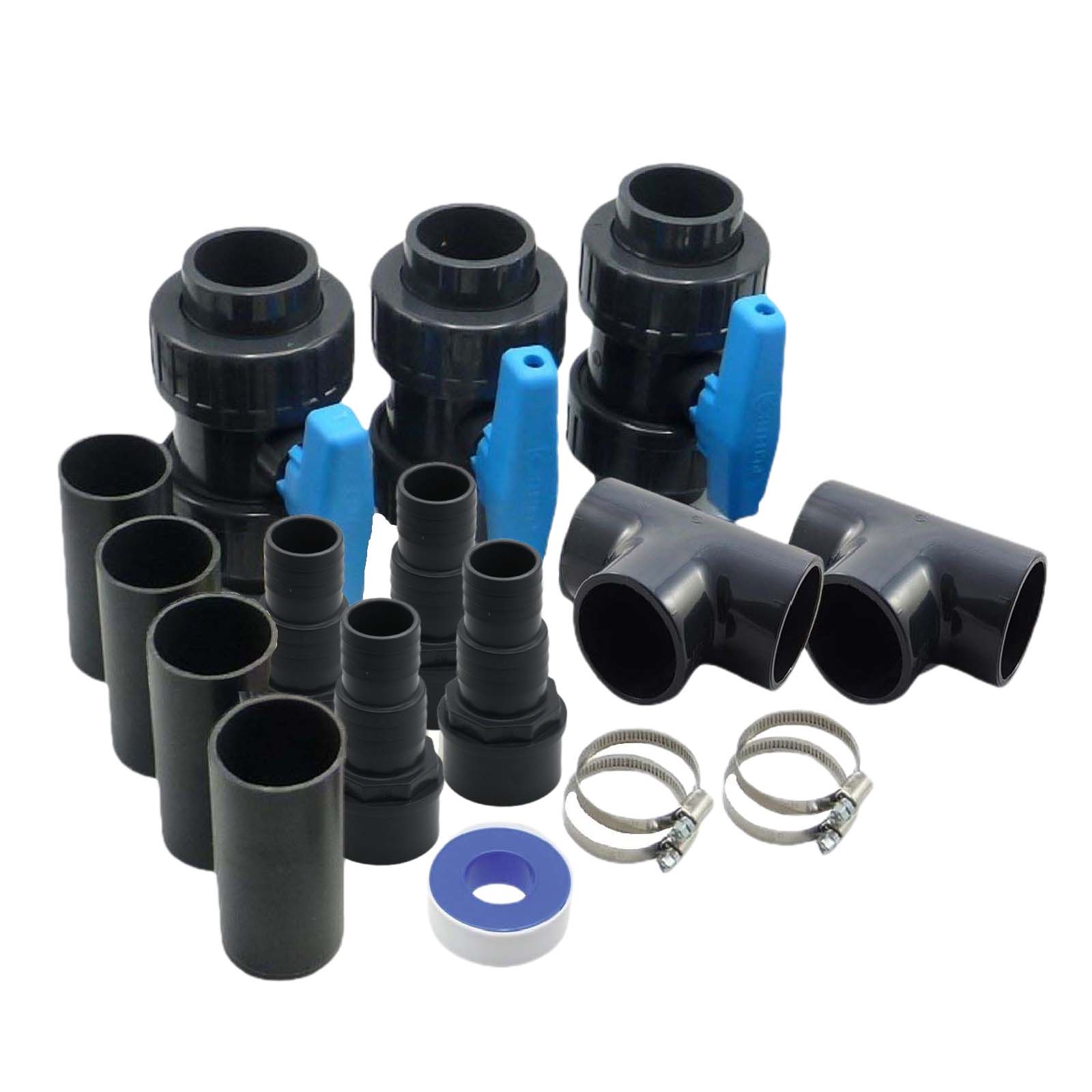 Pool Bypass-Set UNIVERSAL Wärmepumpe Schwimmbad Spa Solar Heizung 32-teilig