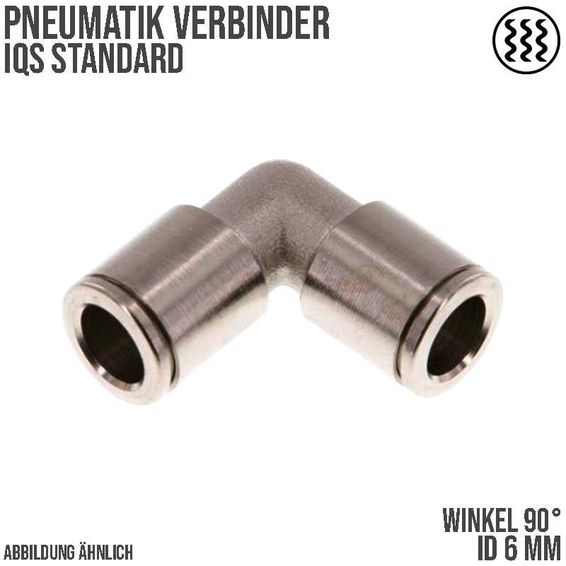 6 mm Pneumatik Schnell Steck Verbinder IQS Winkel 90° MSV Messing PA PU Schlauch - PN 16 bar