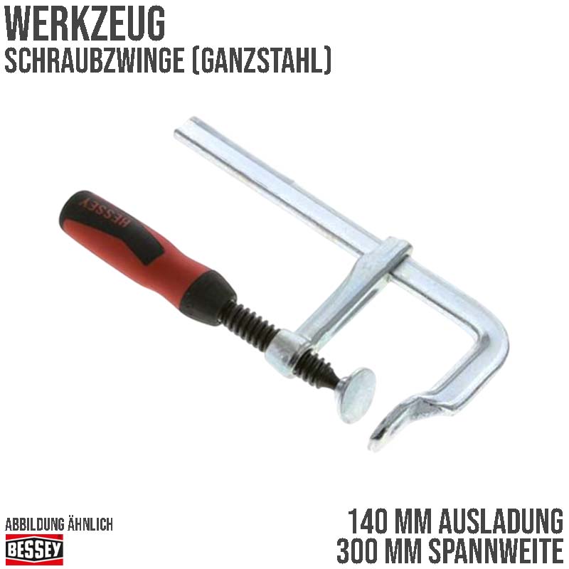 300 mm Spannweite Ganzstahl Schraubzwinge - 140 mm Ausladung Bessey