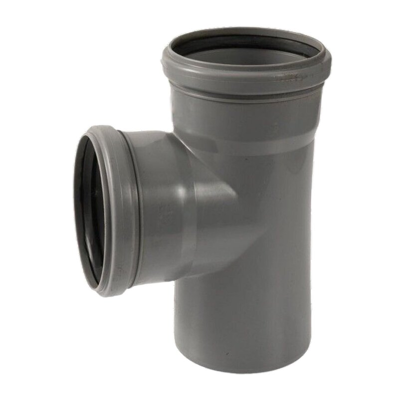 110 mm PP T-Stück 87° Abzweig Abfluß Abwasser HT KG Rohr Steckmuffe x Stutzen grau
