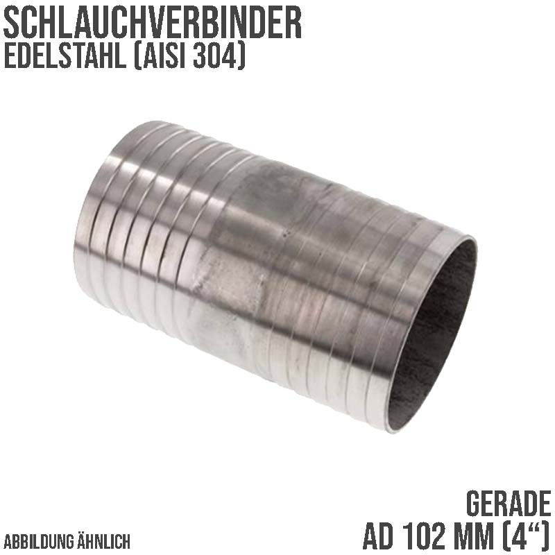 102 mm 4" Edelstahl AISI 304 Schlauch Verbinder Kupplung Tülle Stutzen massiv PN 10 bar