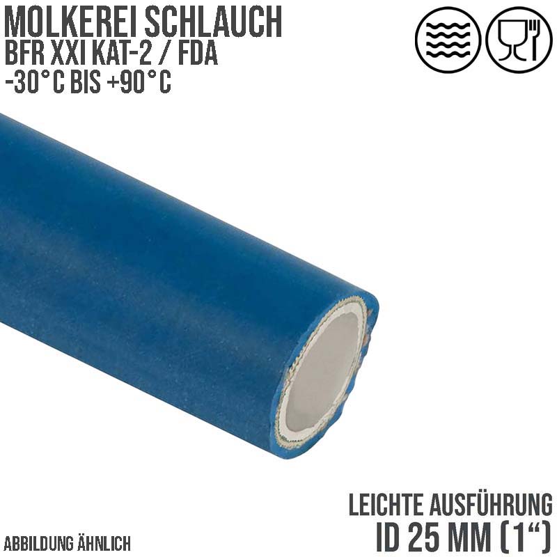 25 mm 1" Molkerei Lebensmittel Schlauch leicht BfR FDA NBR NVC blau weiß - PN 10 bar
