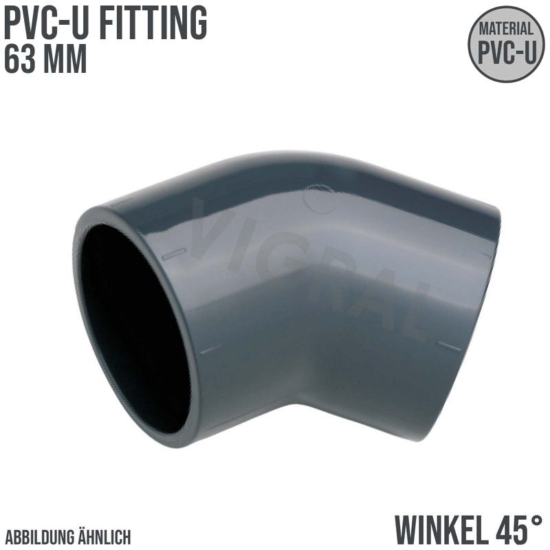 63 mm PVC Klebe Fitting Winkel 45° Muffe Verbinder - PN 16 bar