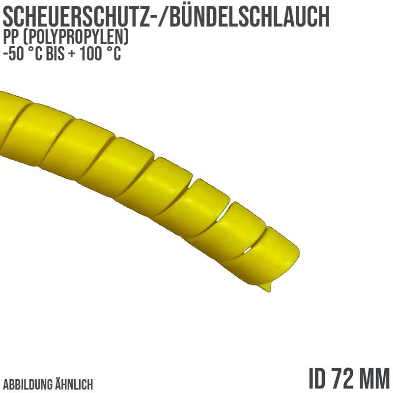 72 x 78 mm PP Scheuer Schutz Kabel Bündel Schlauch gelb